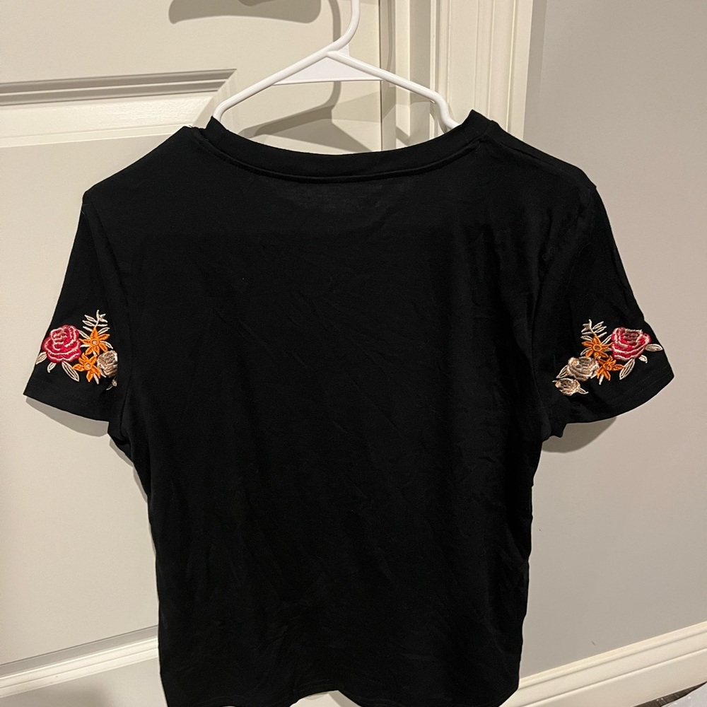 Embroidered Black Women's Top